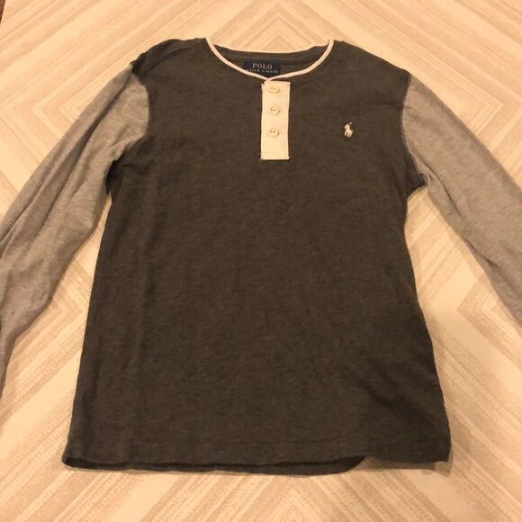 Polo Ralph Lauren Grey on Grey Long Sleeve T-Shirt - Picture 1 of 7